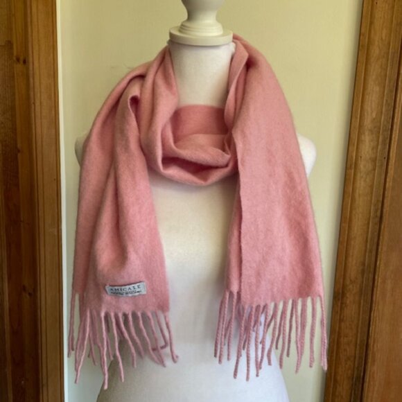 AMICALE CASHMERE Melange Pink Cashmere Scarf with Fringe - Picture 6 of 15